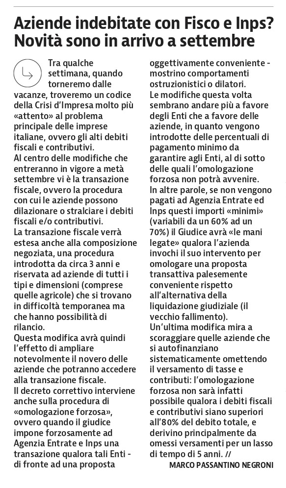 transazione fiscale composizione negoziata 2024